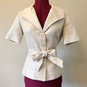 Classiques Entier | Linen Cropped Jacket w/ Tie